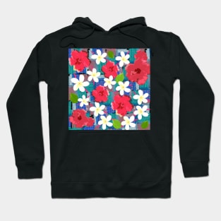 Tropical Flowers (small flowers, cool background) Hoodie